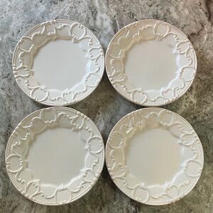 Skyros Designs Isabella Embossed Salad Plates Set Of 4 Ivory